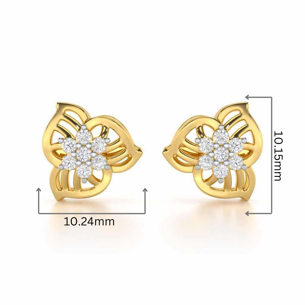 Fan Bloom Silver Earrings - Yellow Gold - Image 2