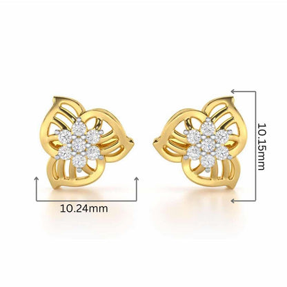 Fan Bloom Silver Earrings - Yellow Gold - Image 2