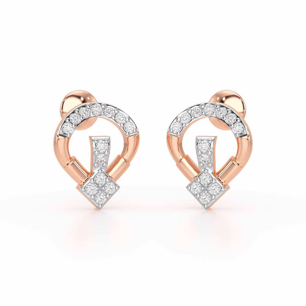 Fancy Fusion Silver Earrings - Rose Gold - Image 1