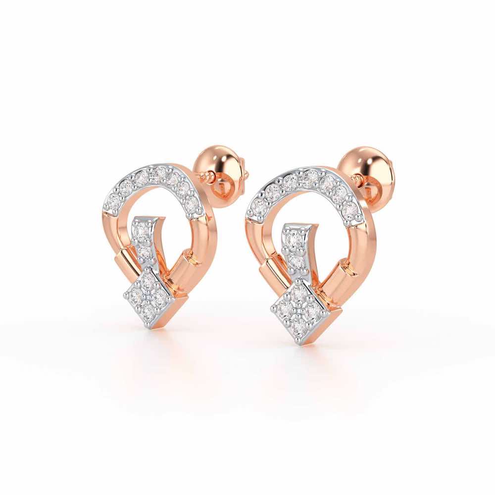 Fancy Fusion Silver Earrings - Rose Gold - Image 3