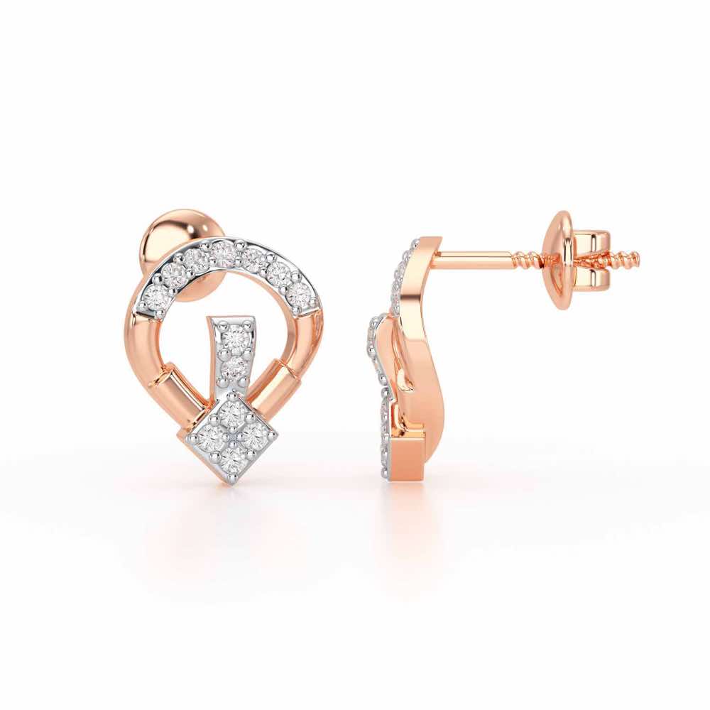 Fancy Fusion Silver Earrings - Rose Gold - Image 4