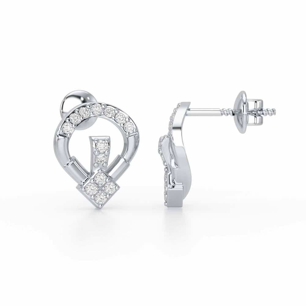 Fancy Fusion Silver Earrings - White Gold - Image 4