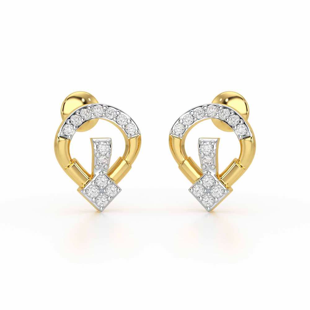 Fancy Fusion Silver Earrings - Yellow Gold - Image 1