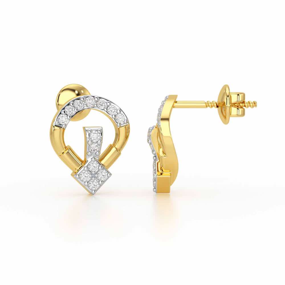 Fancy Fusion Silver Earrings - Yellow Gold - Image 4