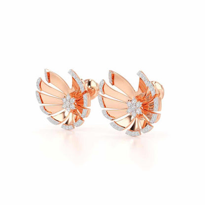 Feather Flower Silver Earrings - Rose Gold - Image 3