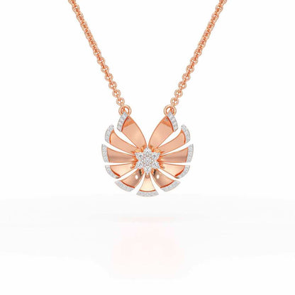 Feather Flower Silver Pendant - Rose Gold - Image 1