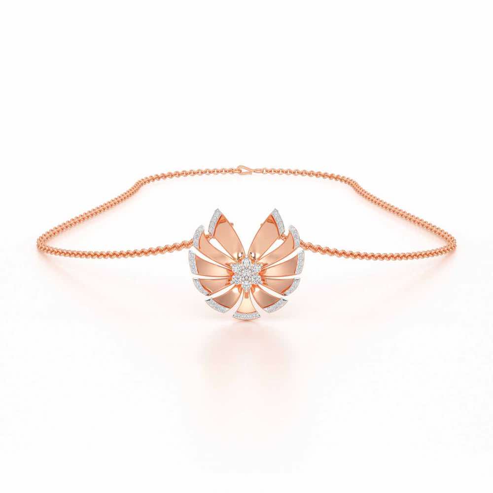 Feather Flower Silver Pendant - Rose Gold - Image 3