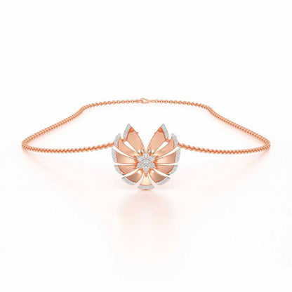 Feather Flower Silver Pendant - Rose Gold - Image 3