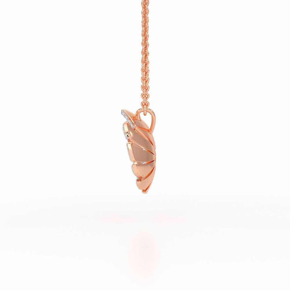 Feather Flower Silver Pendant - Rose Gold - Image 4