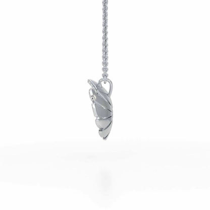 Feather Flower Silver Pendant - White Gold - Image 4