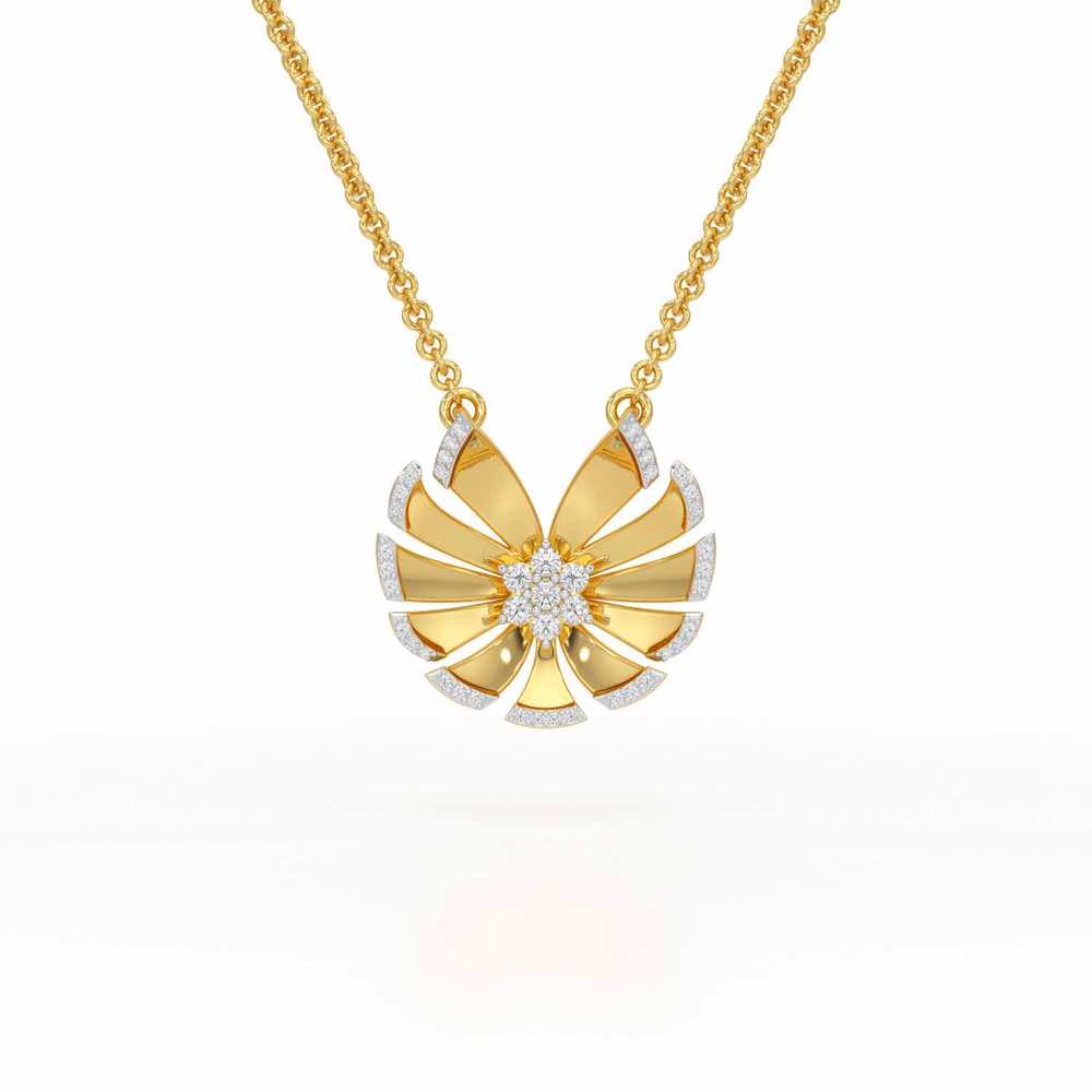 Feather Flower Silver Pendant
