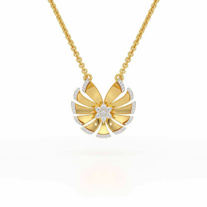 Feather Flower Silver Pendant - Yellow Gold - Image 1