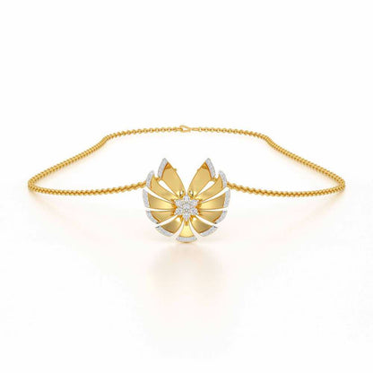 Feather Flower Silver Pendant - Yellow Gold - Image 3
