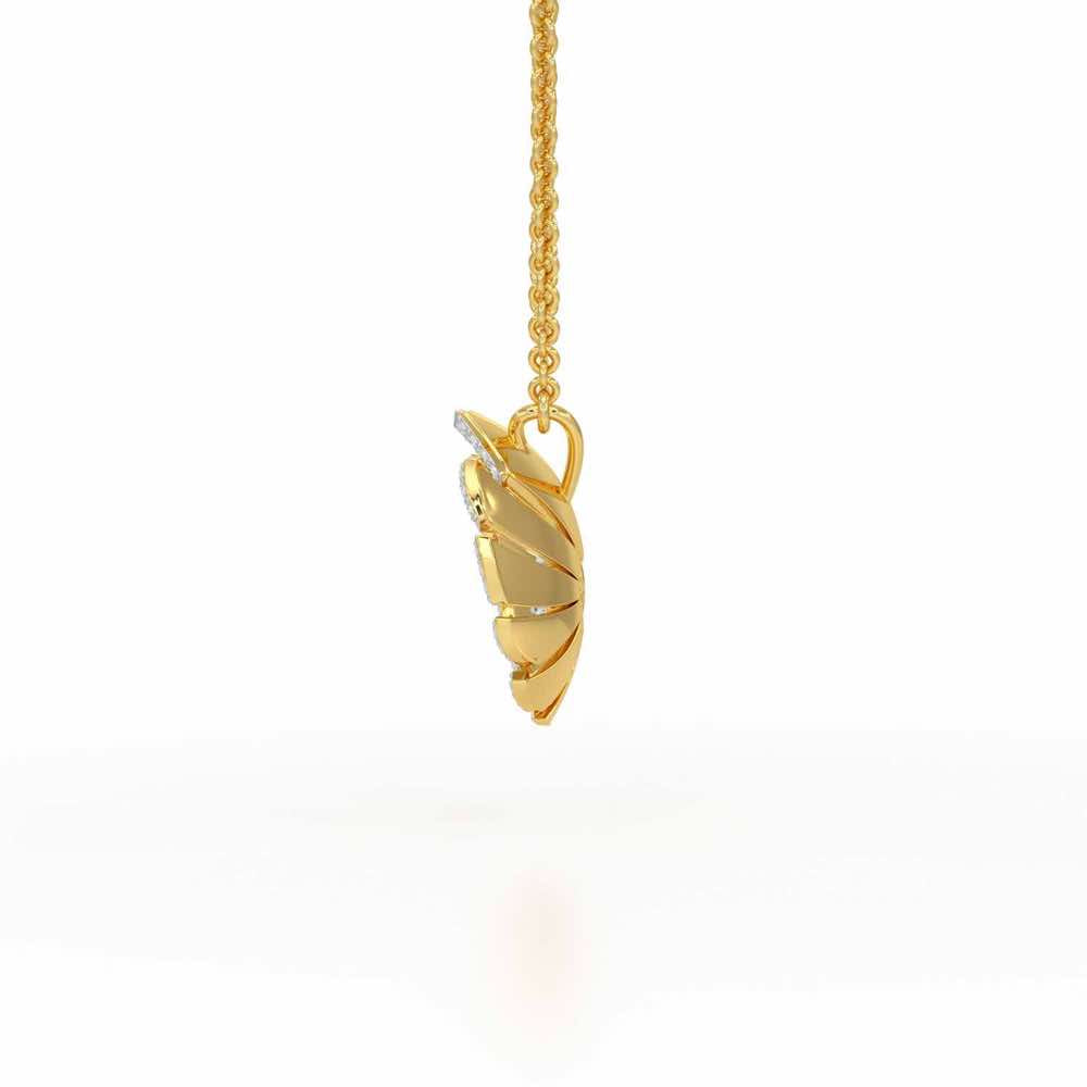 Feather Flower Silver Pendant - Yellow Gold - Image 4