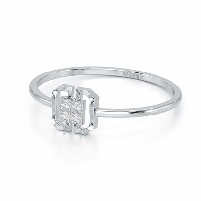 Featherlight Fancy Silver Ring - White Gold - Image 2