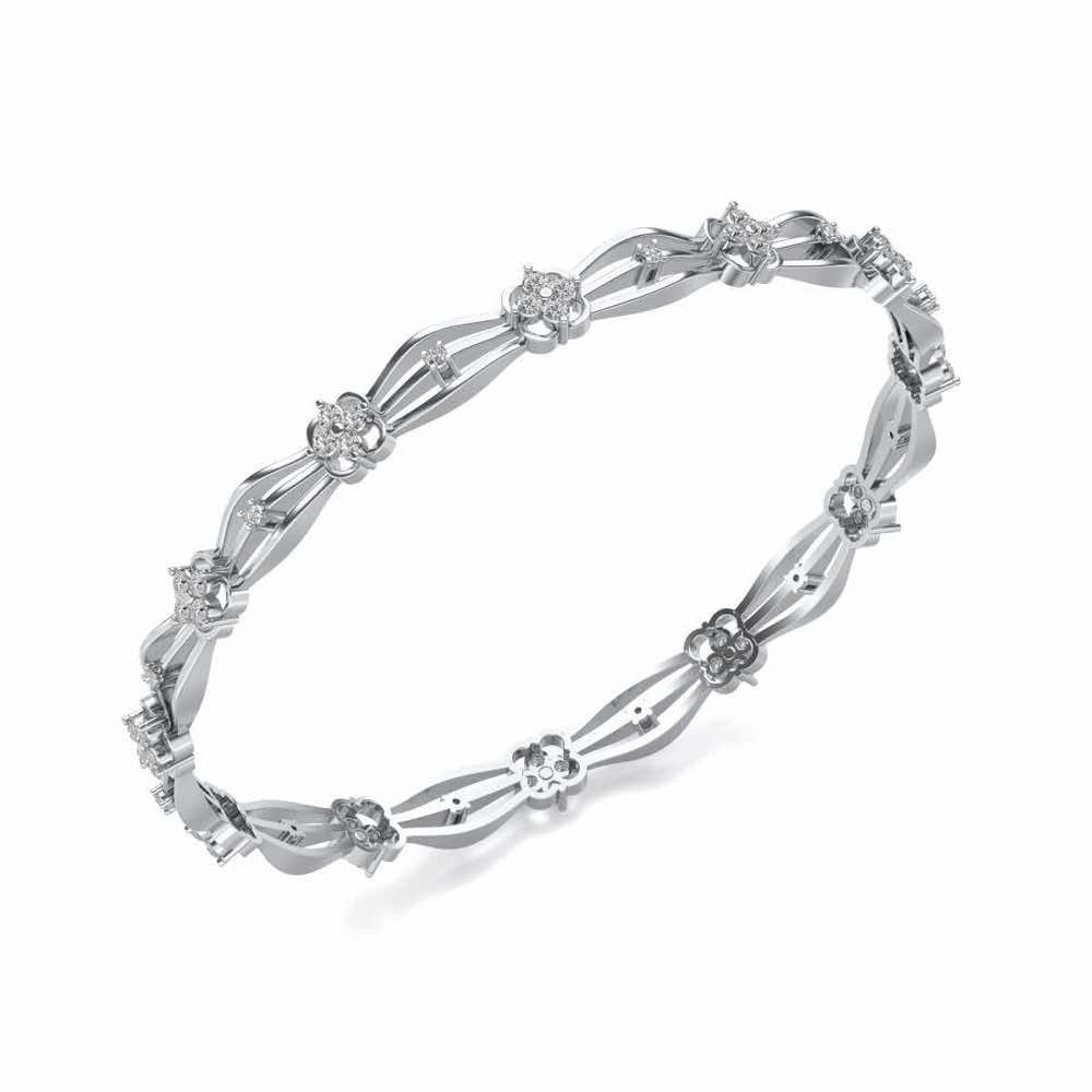 Felis Silver Bangles - White Gold - Image 1