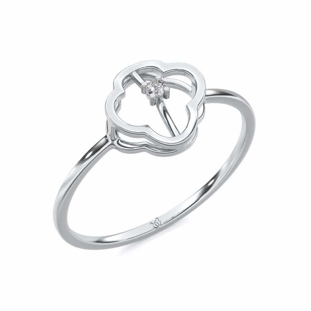 Fenced Flora Silver Ring - White Gold - Image 1