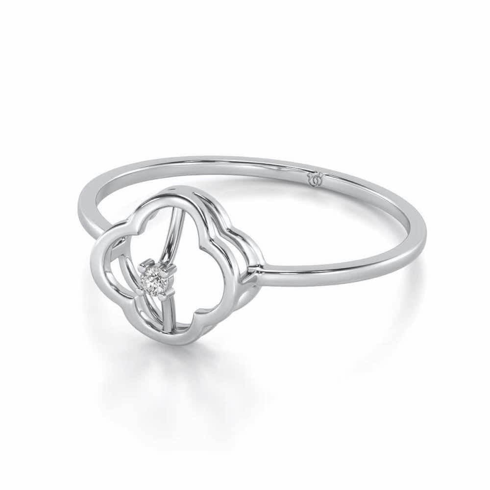 Fenced Flora Silver Ring - White Gold - Image 2
