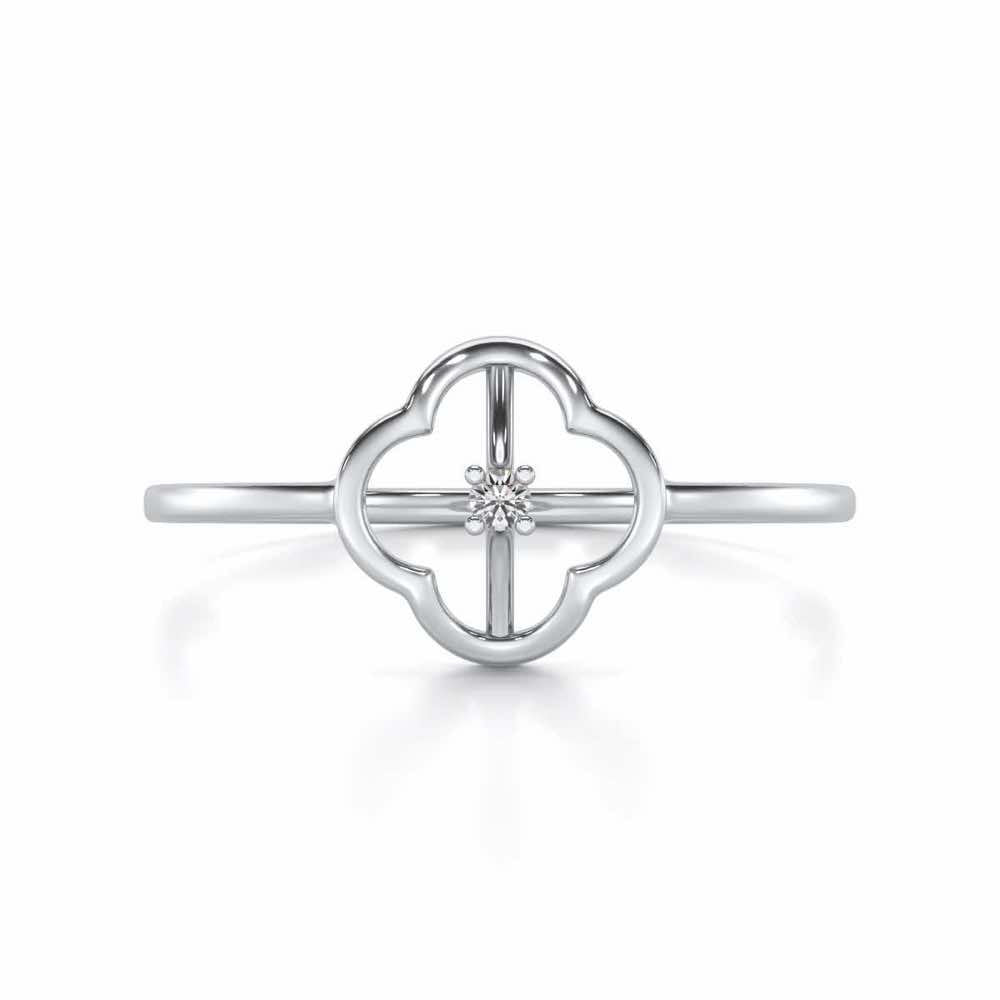 Fenced Flora Silver Ring - White Gold - Image 4