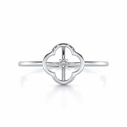 Fenced Flora Silver Ring - White Gold - Image 4