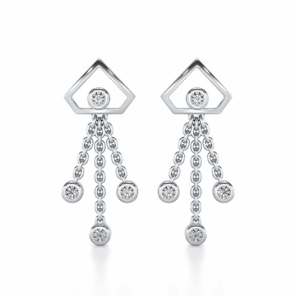 Fi-Cut Silver Earrings - White Gold - Image 1