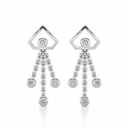 Fi-Cut Silver Earrings - White Gold - Image 1
