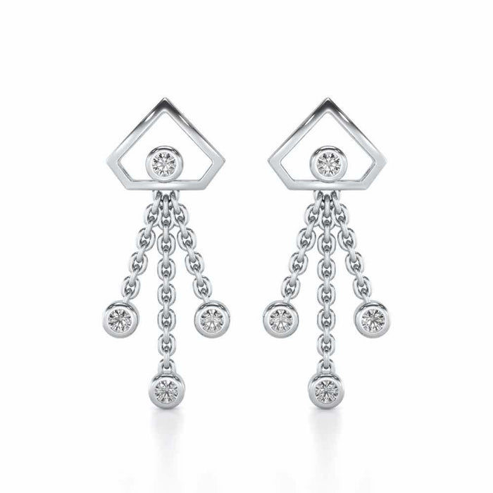 Fi-Cut Silver Earrings - White Gold - Image 1