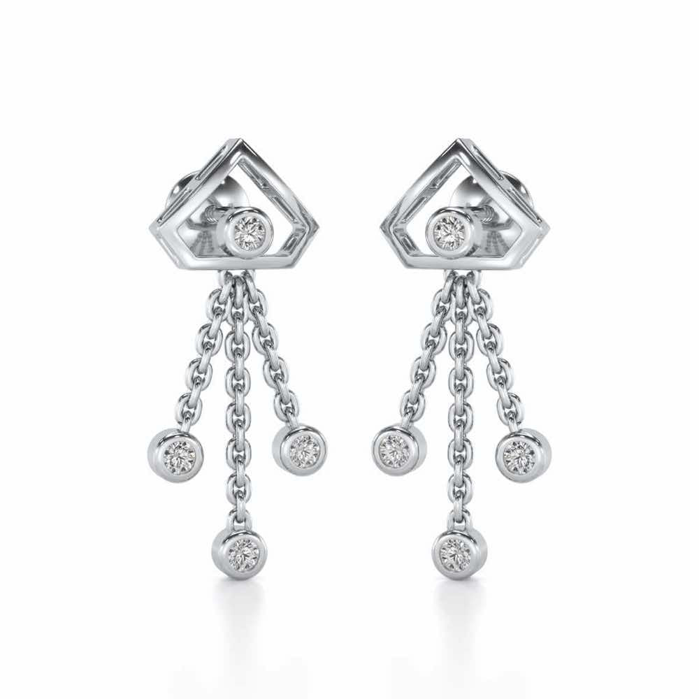 Fi-Cut Silver Earrings - White Gold - Image 2