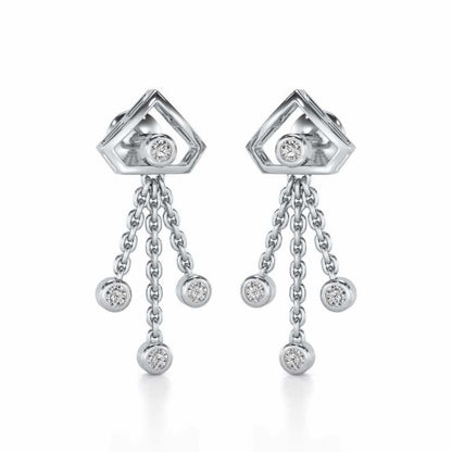Fi-Cut Silver Earrings - White Gold - Image 2