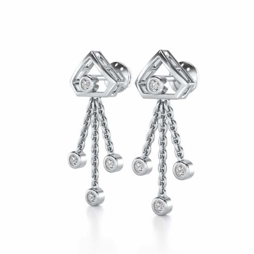 Fi-Cut Silver Earrings - White Gold - Image 3