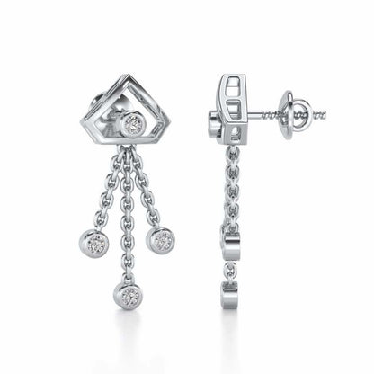 Fi-Cut Silver Earrings - White Gold - Image 4