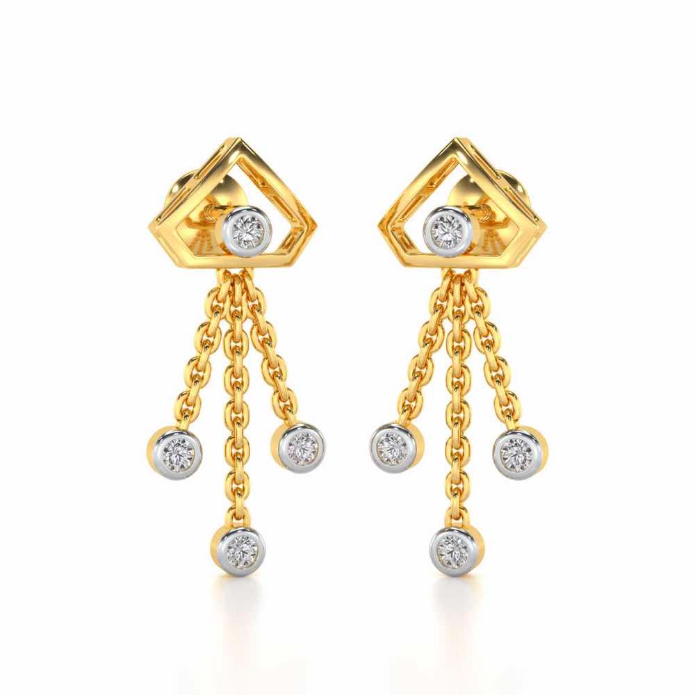 Fi-Cut Silver Earrings - Yellow Gold - Image 2