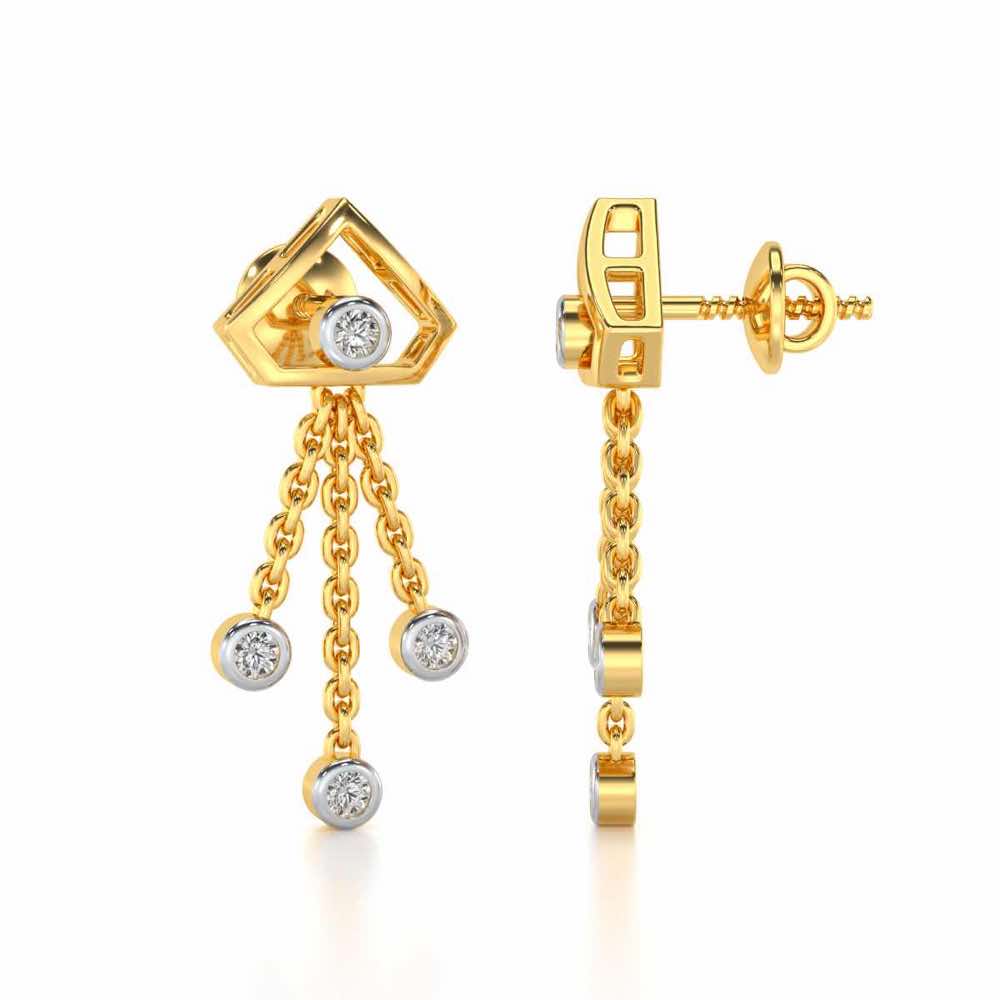Fi-Cut Silver Earrings - Yellow Gold - Image 4