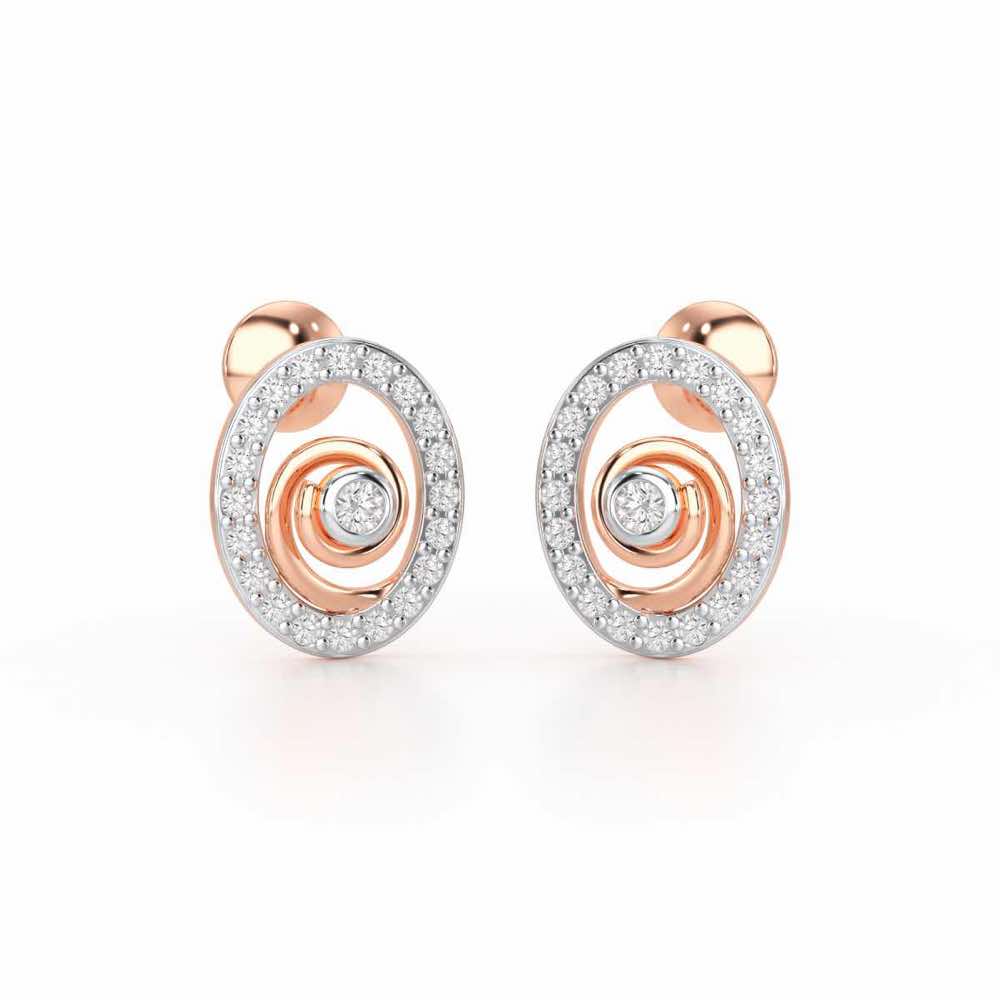 Fire Spark Silver Stud Earrings - Rose Gold - Image 1