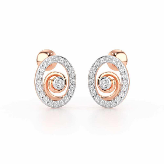 Fire Spark Silver Stud Earrings - Rose Gold - Image 1