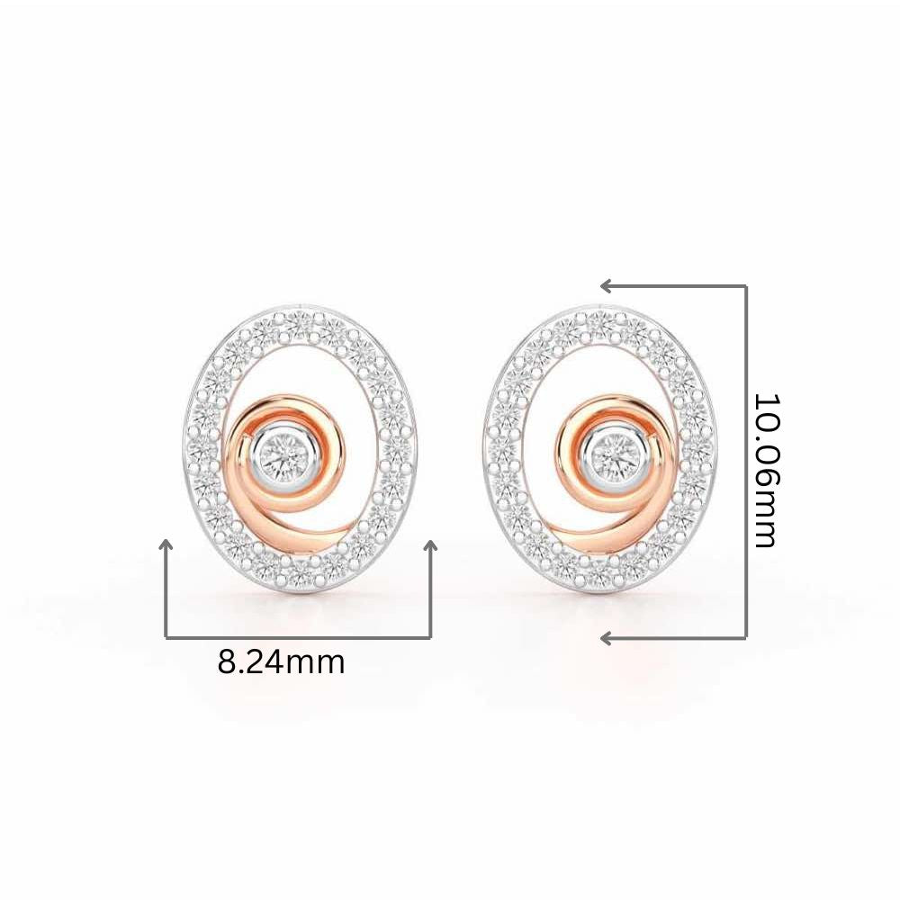 Fire Spark Silver Stud Earrings - Rose Gold - Image 2