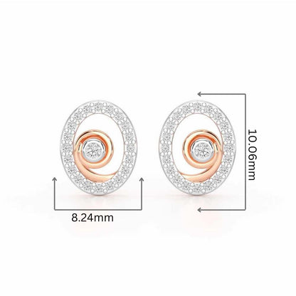 Fire Spark Silver Stud Earrings - Rose Gold - Image 2