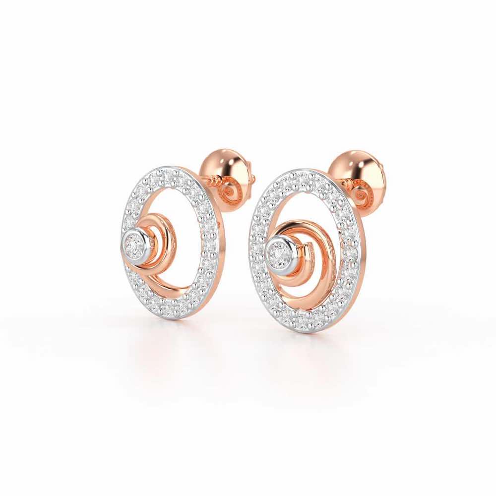 Fire Spark Silver Stud Earrings - Rose Gold - Image 3