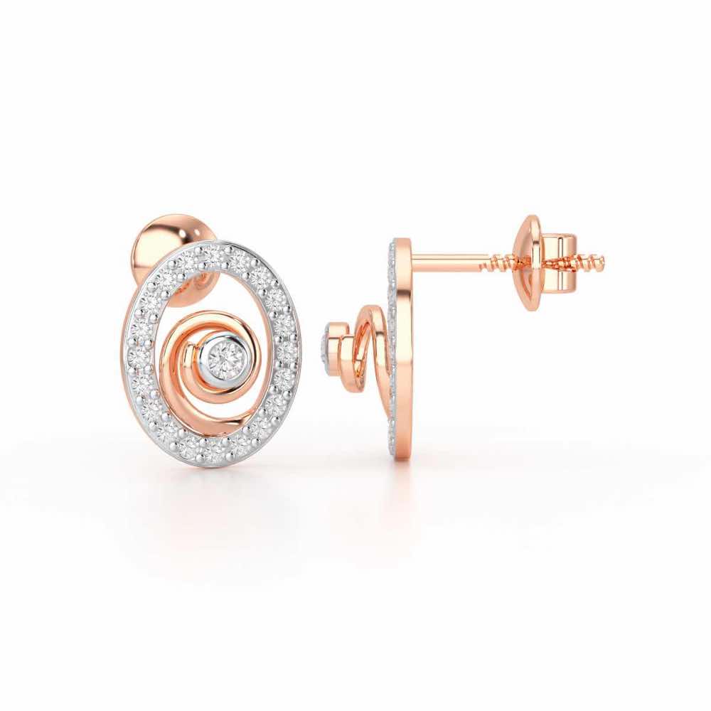 Fire Spark Silver Stud Earrings - Rose Gold - Image 4