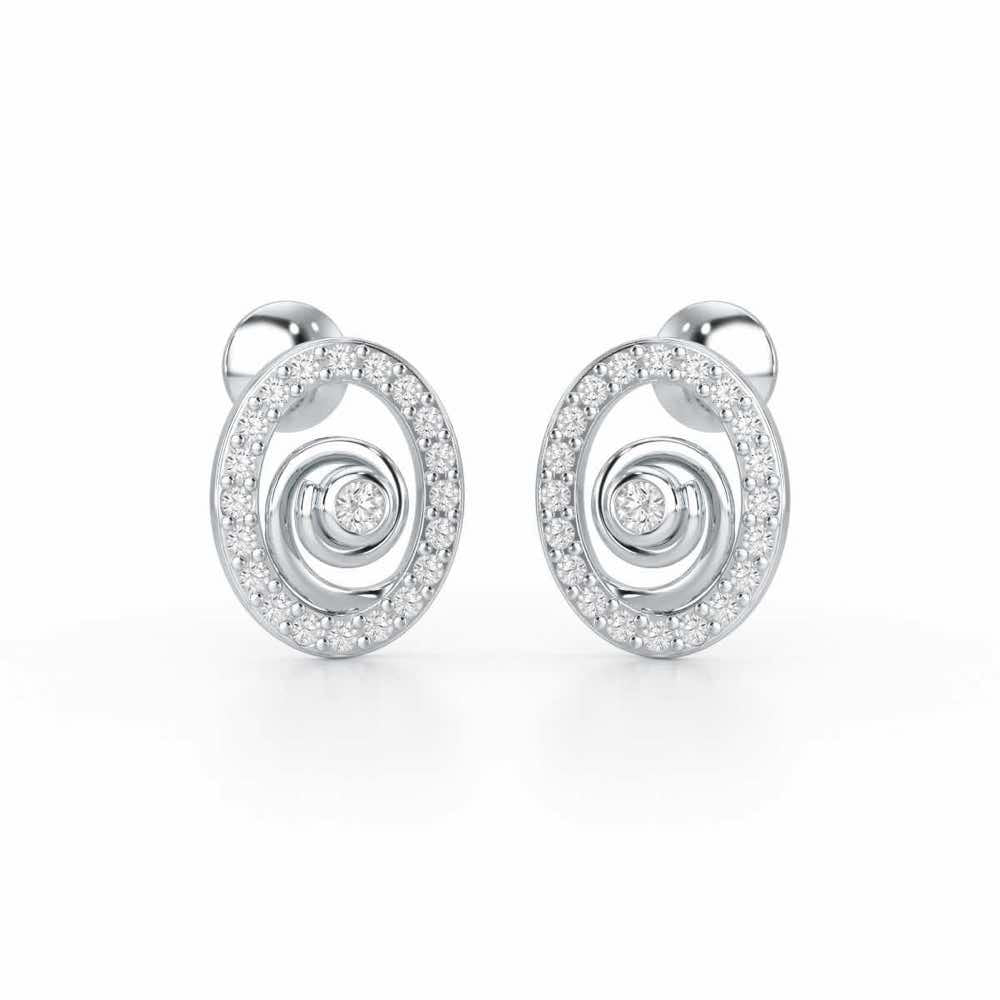Fire Spark Silver Stud Earrings - White Gold - Image 1