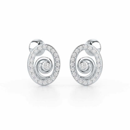Fire Spark Silver Stud Earrings - White Gold - Image 1