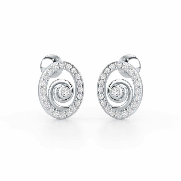 Fire Spark Silver Stud Earrings - White Gold - Image 1