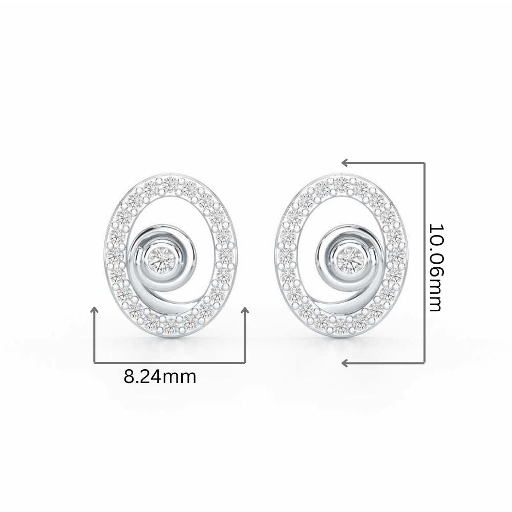 Fire Spark Silver Stud Earrings - White Gold - Image 2