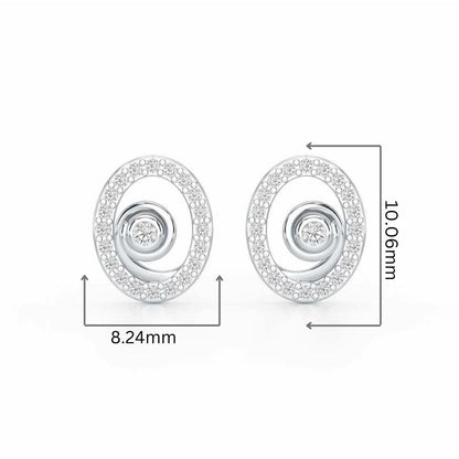 Fire Spark Silver Stud Earrings - White Gold - Image 2