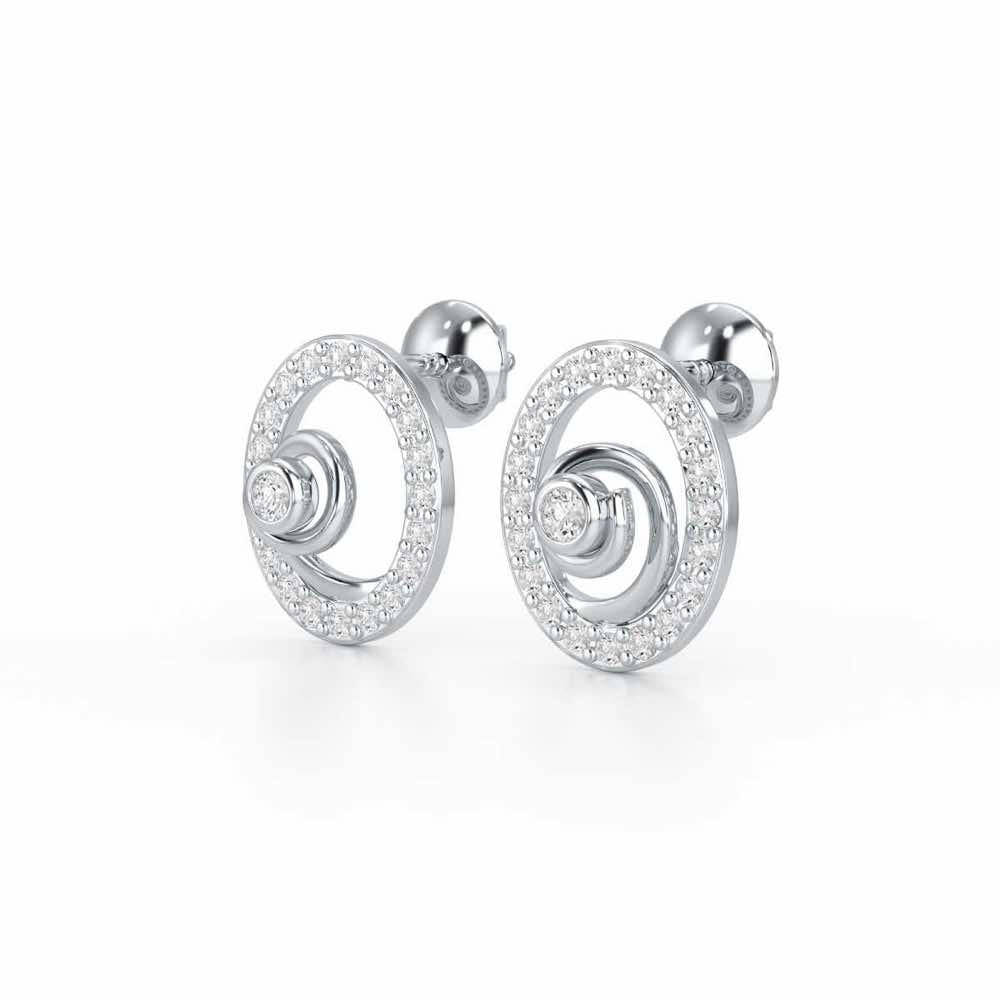 Fire Spark Silver Stud Earrings - White Gold - Image 3