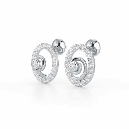 Fire Spark Silver Stud Earrings - White Gold - Image 3