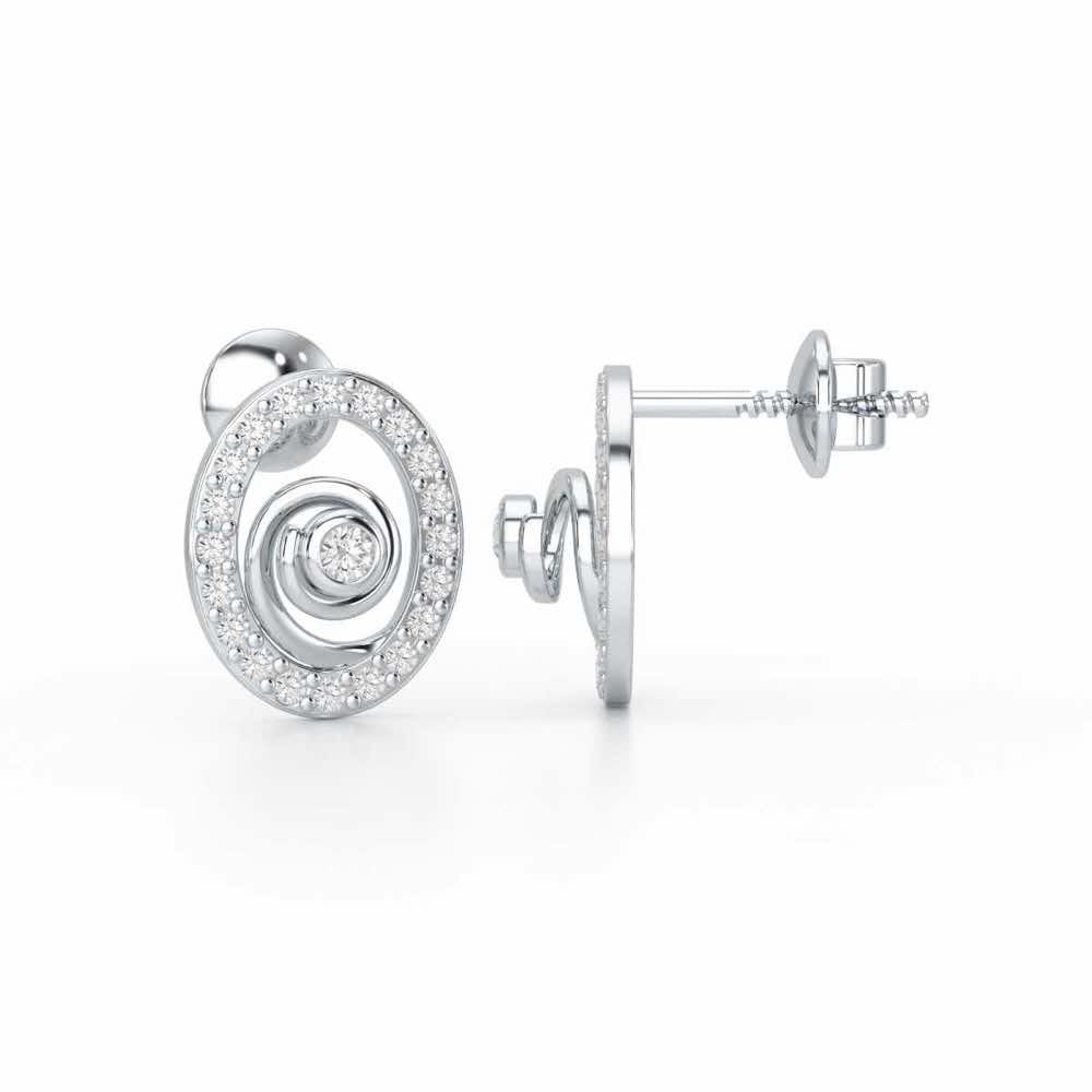 Fire Spark Silver Stud Earrings - White Gold - Image 4