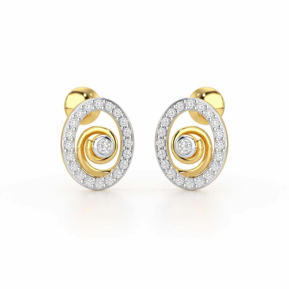 Fire Spark Silver Stud Earrings - Yellow Gold - Image 1