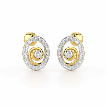 Fire Spark Silver Stud Earrings - Yellow Gold - Image 1