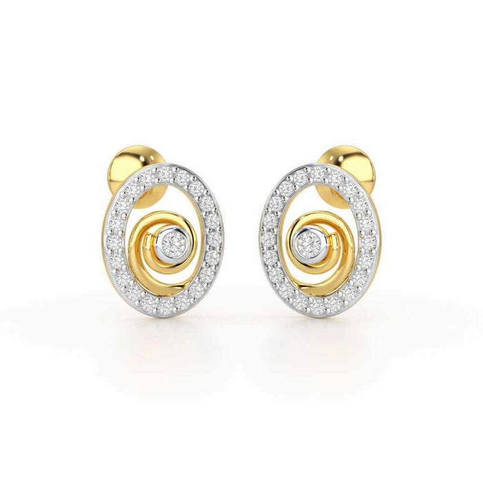 Fire Spark Silver Stud Earrings - Yellow Gold - Image 1
